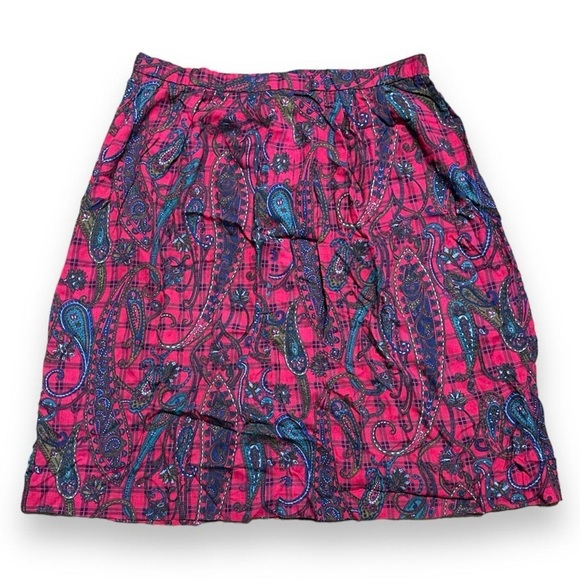 Vintage 70s/80s Koret Red Plaid Paisley Skirt Women’s Plus Size 24W Retro - Picture 2 of 7